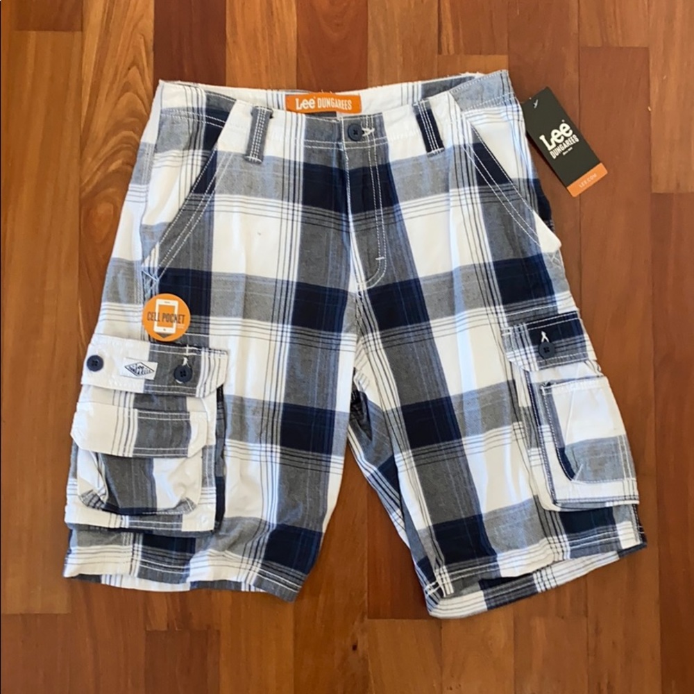 Brand New Lee Dungarees Mens Plaid Cargo Shorts